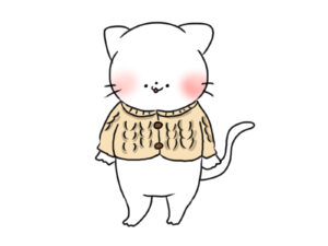 ニットを着た白猫のイラスト